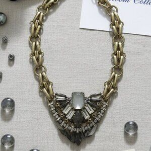 Stella And Dot Antique Gold Chunky Chain Decorative Stones Statement Necklace